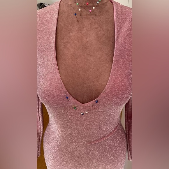 glitter dress shoes womens After Dark Long Sleeve Sequin Mini Dress Neon Pink main image 1